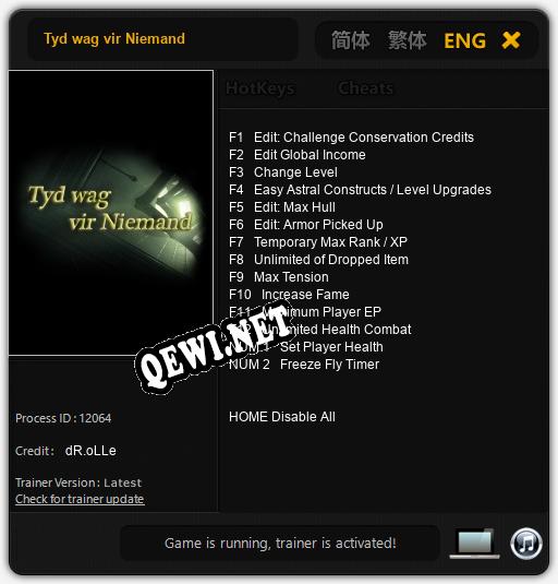 Трейнер для Tyd wag vir Niemand [v1.0.9]