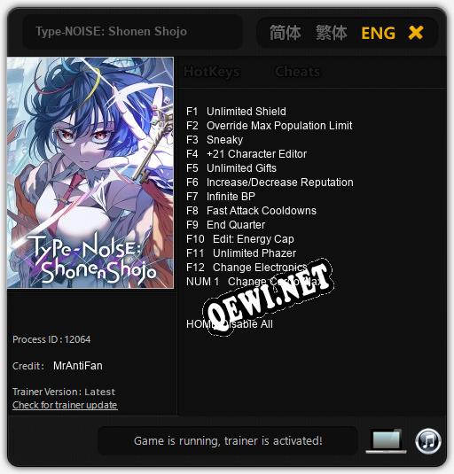 Type-NOISE: Shonen Shojo: Читы, Трейнер +13 [MrAntiFan]