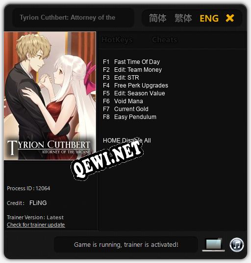 Tyrion Cuthbert: Attorney of the Arcane: Трейнер +8 [v1.7]