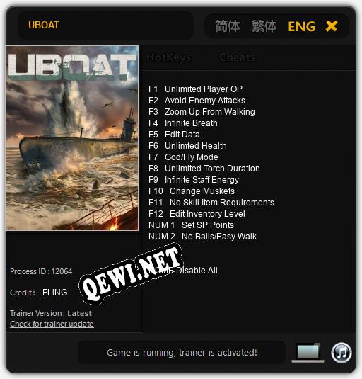 Трейнер для UBOAT [v1.0.8]