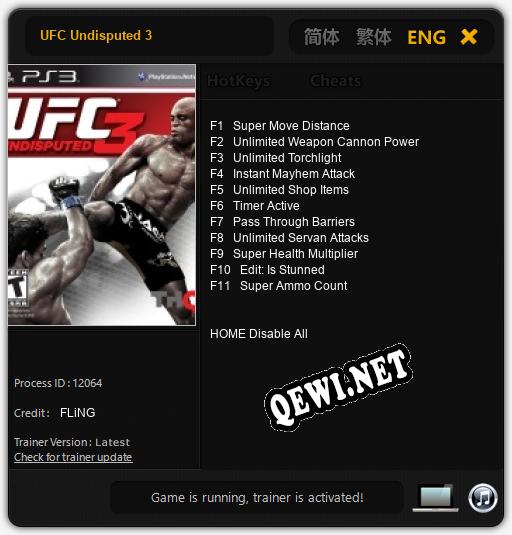 Трейнер для UFC Undisputed 3 [v1.0.2]