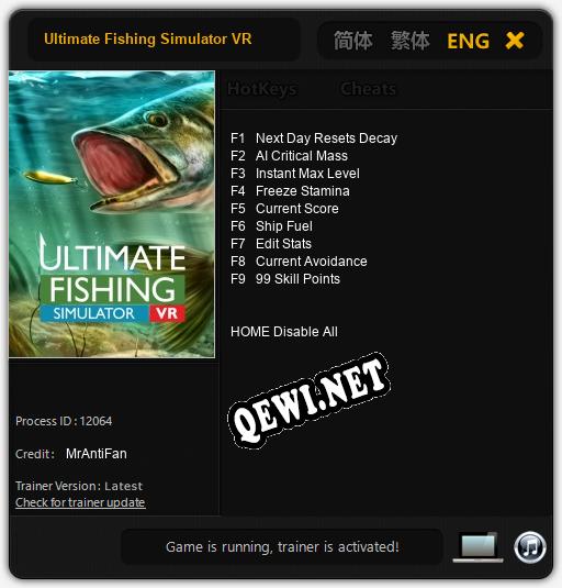 Трейнер для Ultimate Fishing Simulator VR [v1.0.2]