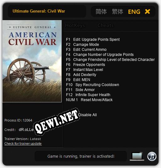 Ultimate General: Civil War: ТРЕЙНЕР И ЧИТЫ (V1.0.24)