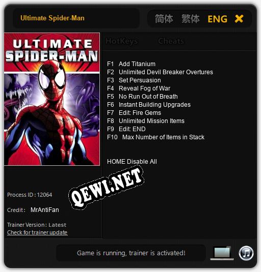 Ultimate Spider-Man: Читы, Трейнер +10 [MrAntiFan]