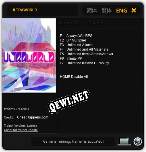 ULTRAWORLD: Читы, Трейнер +7 [CheatHappens.com]