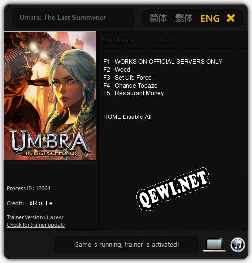 Трейнер для Umbra: The Last Summoner [v1.0.4]