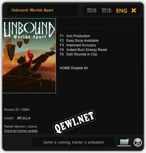 Трейнер для Unbound: Worlds Apart [v1.0.1]