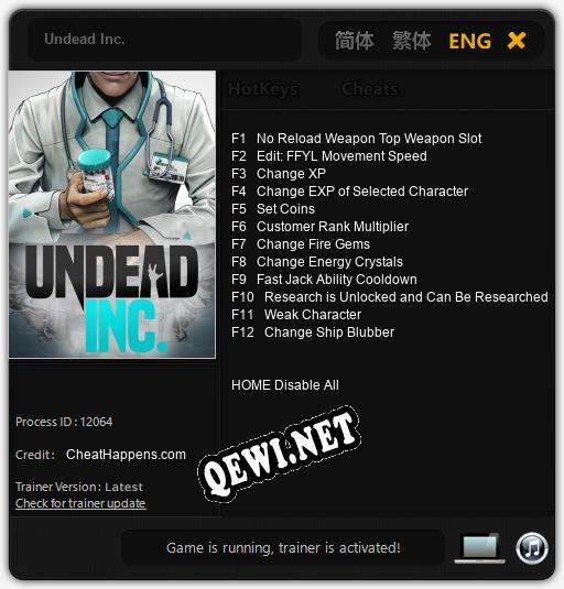 Undead Inc.: ТРЕЙНЕР И ЧИТЫ (V1.0.12)