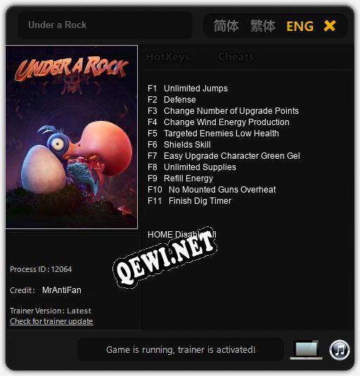 Трейнер для Under a Rock [v1.0.9]