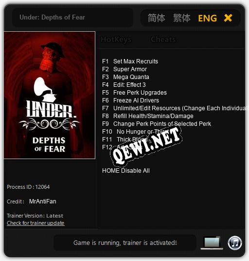 Under: Depths of Fear: Читы, Трейнер +12 [MrAntiFan]