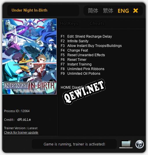 Трейнер для Under Night In-Birth [v1.0.2]