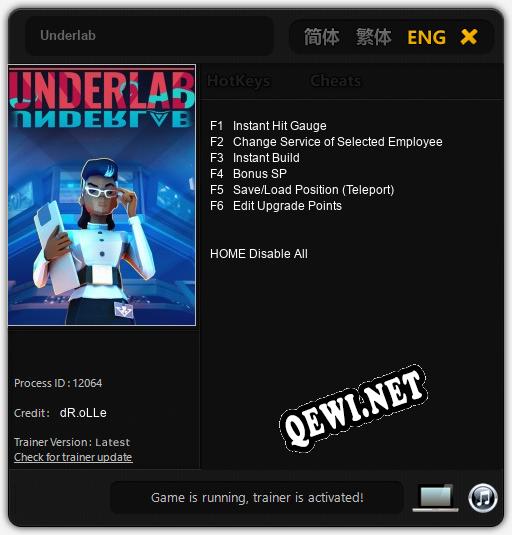 Underlab: Читы, Трейнер +6 [dR.oLLe]