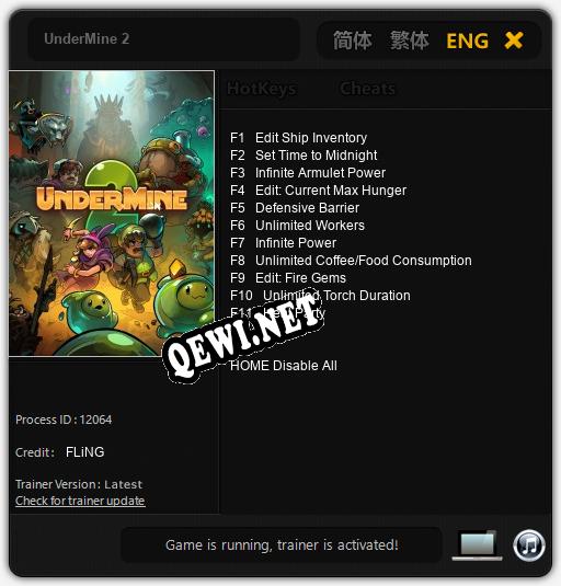 UnderMine 2: Читы, Трейнер +11 [FLiNG]