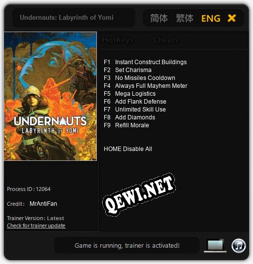 Трейнер для Undernauts: Labyrinth of Yomi [v1.0.6]