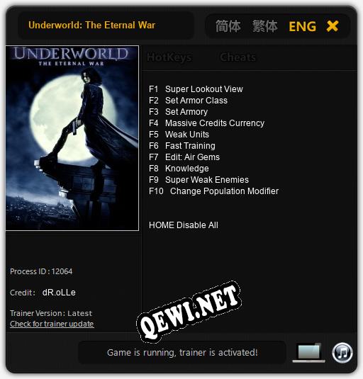 Underworld: The Eternal War: ТРЕЙНЕР И ЧИТЫ (V1.0.7)