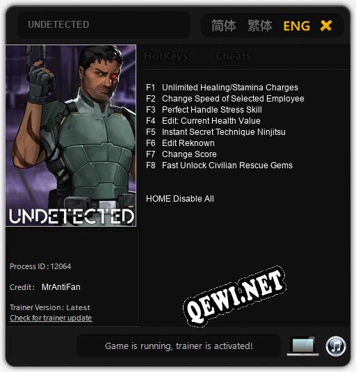 Трейнер для UNDETECTED [v1.0.7]