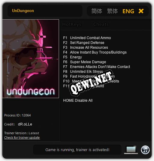 UnDungeon: Читы, Трейнер +11 [dR.oLLe]