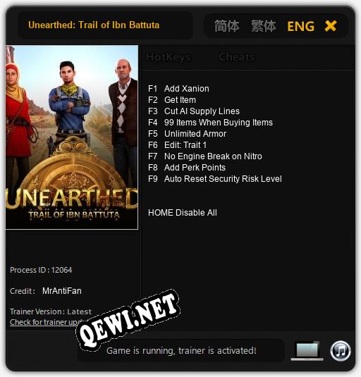 Трейнер для Unearthed: Trail of Ibn Battuta [v1.0.5]