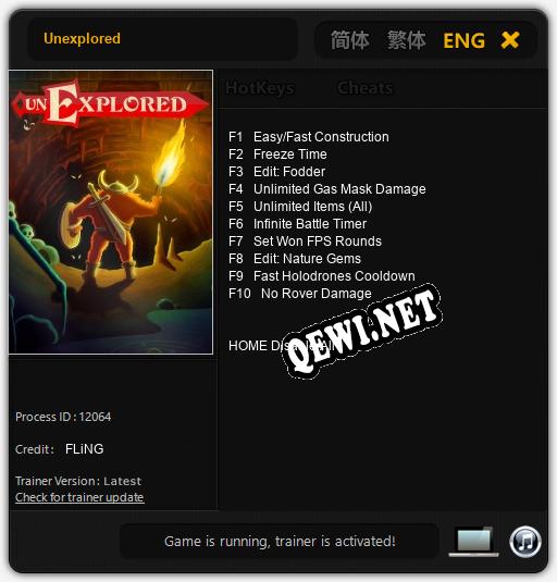 Unexplored: Читы, Трейнер +10 [FLiNG]