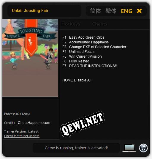 Трейнер для Unfair Jousting Fair [v1.0.2]