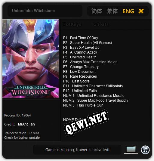 Трейнер для Unforetold: Witchstone [v1.0.1]