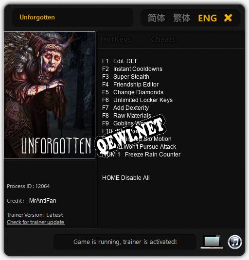 Unforgotten: Трейнер +13 [v1.8]