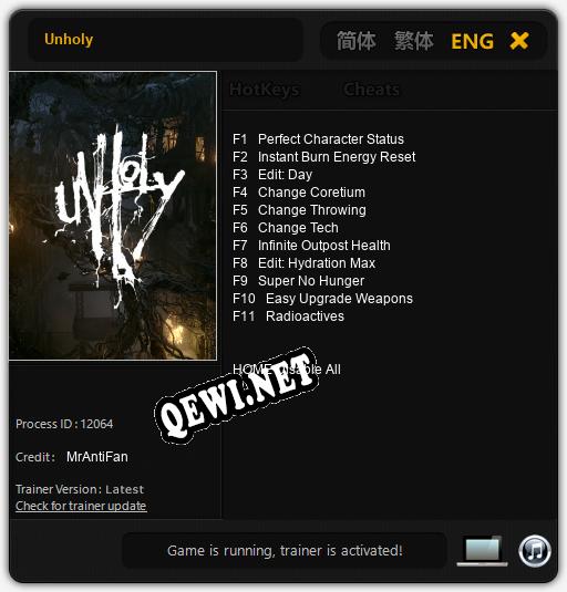 Unholy: ТРЕЙНЕР И ЧИТЫ (V1.0.76)