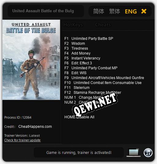 Трейнер для United Assault Battle of the Bulge [v1.0.3]