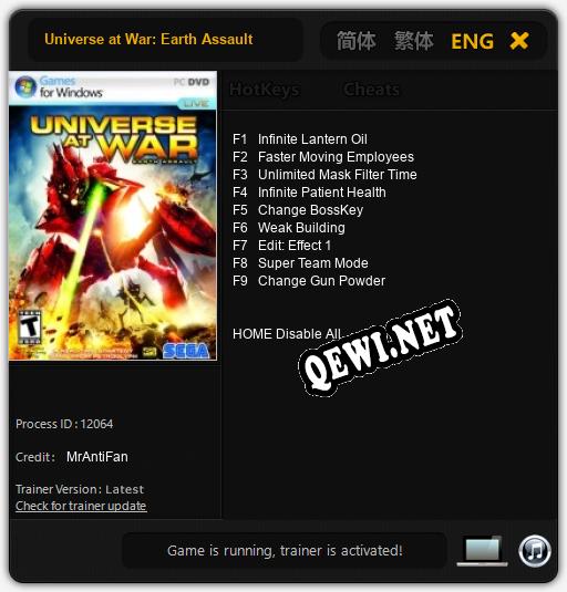 Трейнер для Universe at War: Earth Assault [v1.0.2]