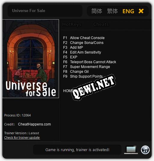 Трейнер для Universe For Sale [v1.0.8]