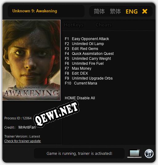 Unknown 9: Awakening: ТРЕЙНЕР И ЧИТЫ (V1.0.83)