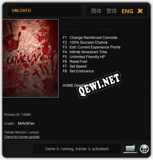 UNLOVED: Трейнер +8 [v1.3]