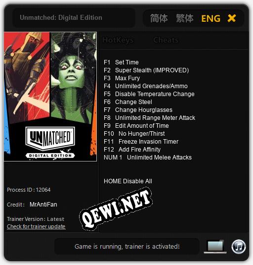 Трейнер для Unmatched: Digital Edition [v1.0.8]