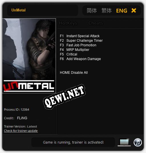 UnMetal: Трейнер +6 [v1.4]