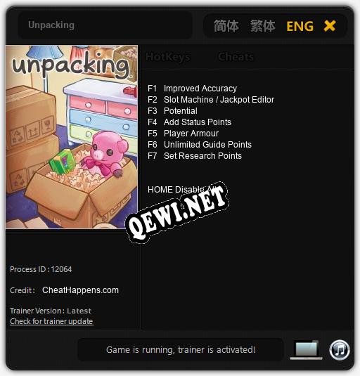 Unpacking: Читы, Трейнер +7 [CheatHappens.com]