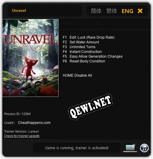 Трейнер для Unravel [v1.0.1]