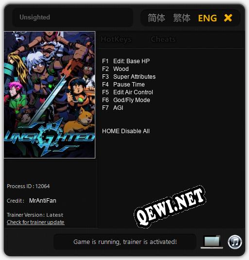 Unsighted: ТРЕЙНЕР И ЧИТЫ (V1.0.72)