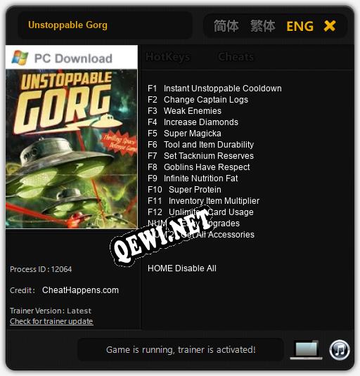 Трейнер для Unstoppable Gorg [v1.0.4]