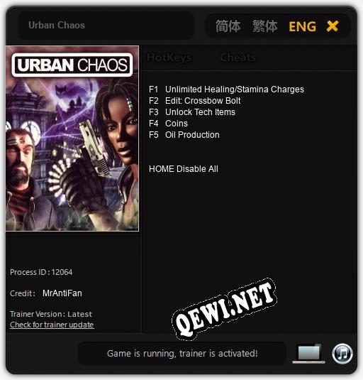 Urban Chaos: ТРЕЙНЕР И ЧИТЫ (V1.0.31)