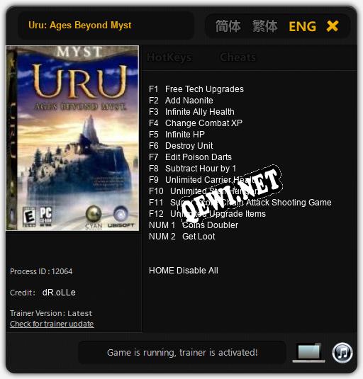 Трейнер для Uru: Ages Beyond Myst [v1.0.2]