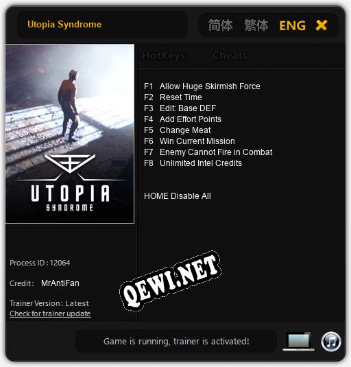 Utopia Syndrome: ТРЕЙНЕР И ЧИТЫ (V1.0.11)