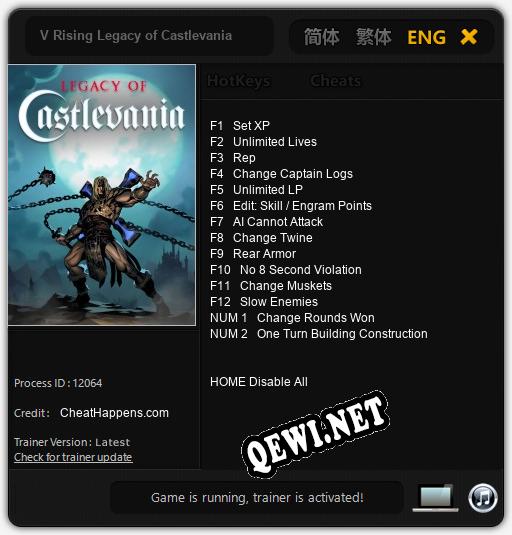 V Rising Legacy of Castlevania: Читы, Трейнер +14 [CheatHappens.com]