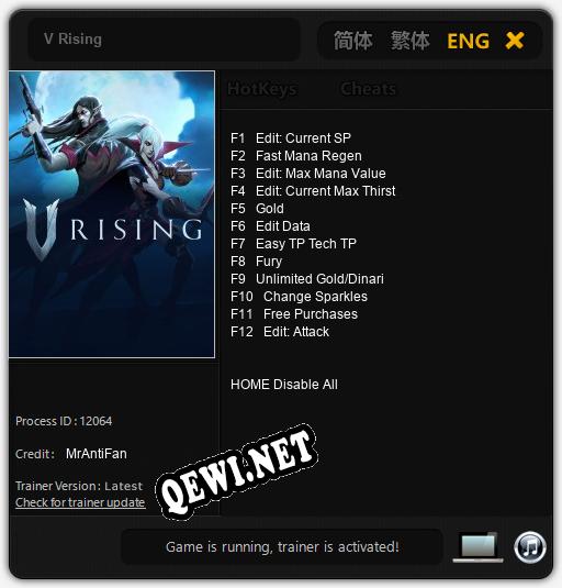 V Rising: ТРЕЙНЕР И ЧИТЫ (V1.0.83)