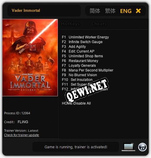 Трейнер для Vader Immortal [v1.0.5]