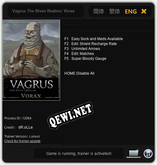 Трейнер для Vagrus The Riven Realms: Vorax [v1.0.1]