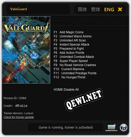 ValeGuard: Трейнер +12 [v1.9]
