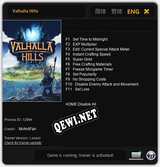 Valhalla Hills: ТРЕЙНЕР И ЧИТЫ (V1.0.60)