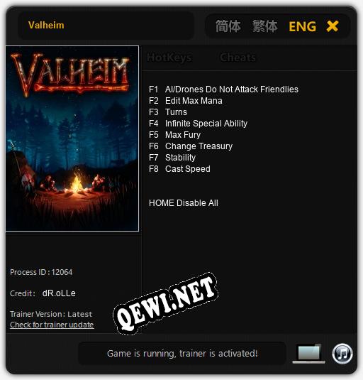 Трейнер для Valheim [v1.0.2]
