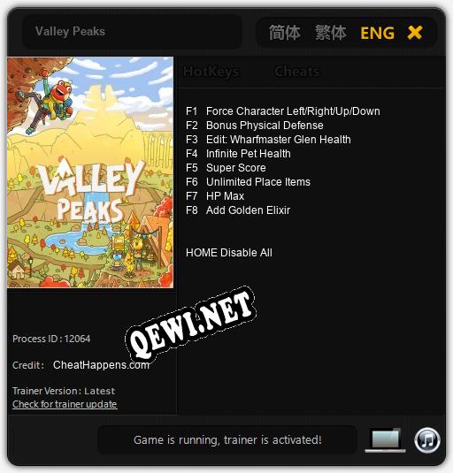 Valley Peaks: Трейнер +8 [v1.8]