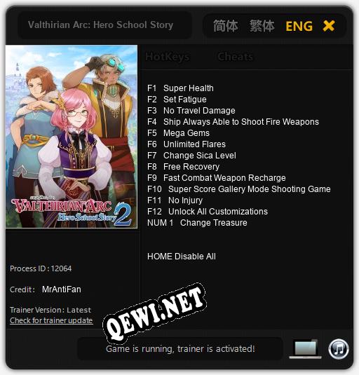 Трейнер для Valthirian Arc: Hero School Story 2 [v1.0.5]